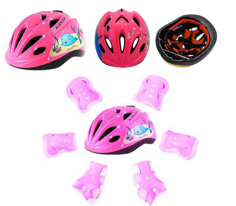 Big Boss Girls Helmet with Protective Gear Set for 3-8 Years Kids